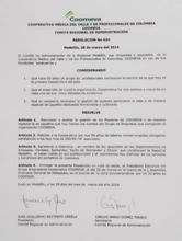 Resolución Comité Regional Medellín de administración 