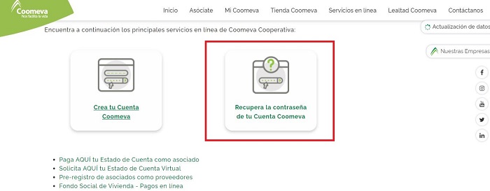 Cuenta Coomeva-servicios en línea-Recuperar